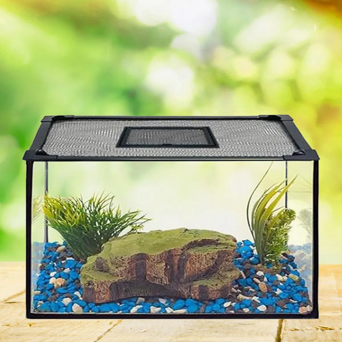 Copertura in Rete per Acquario, Protezione Superiore con Apertura Integrata, 45x45 Cm