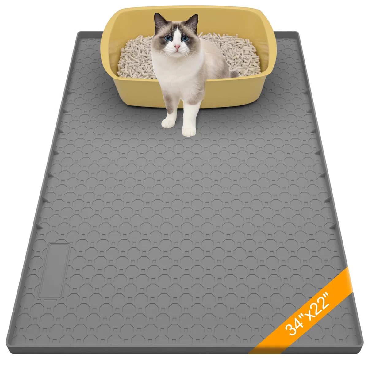 Tappetino in silicone per lettiera per gatti grande 86cm x 56cm,tappetino per gatti per lettiera, antiscivolo e impermeabile, bordi rialzati