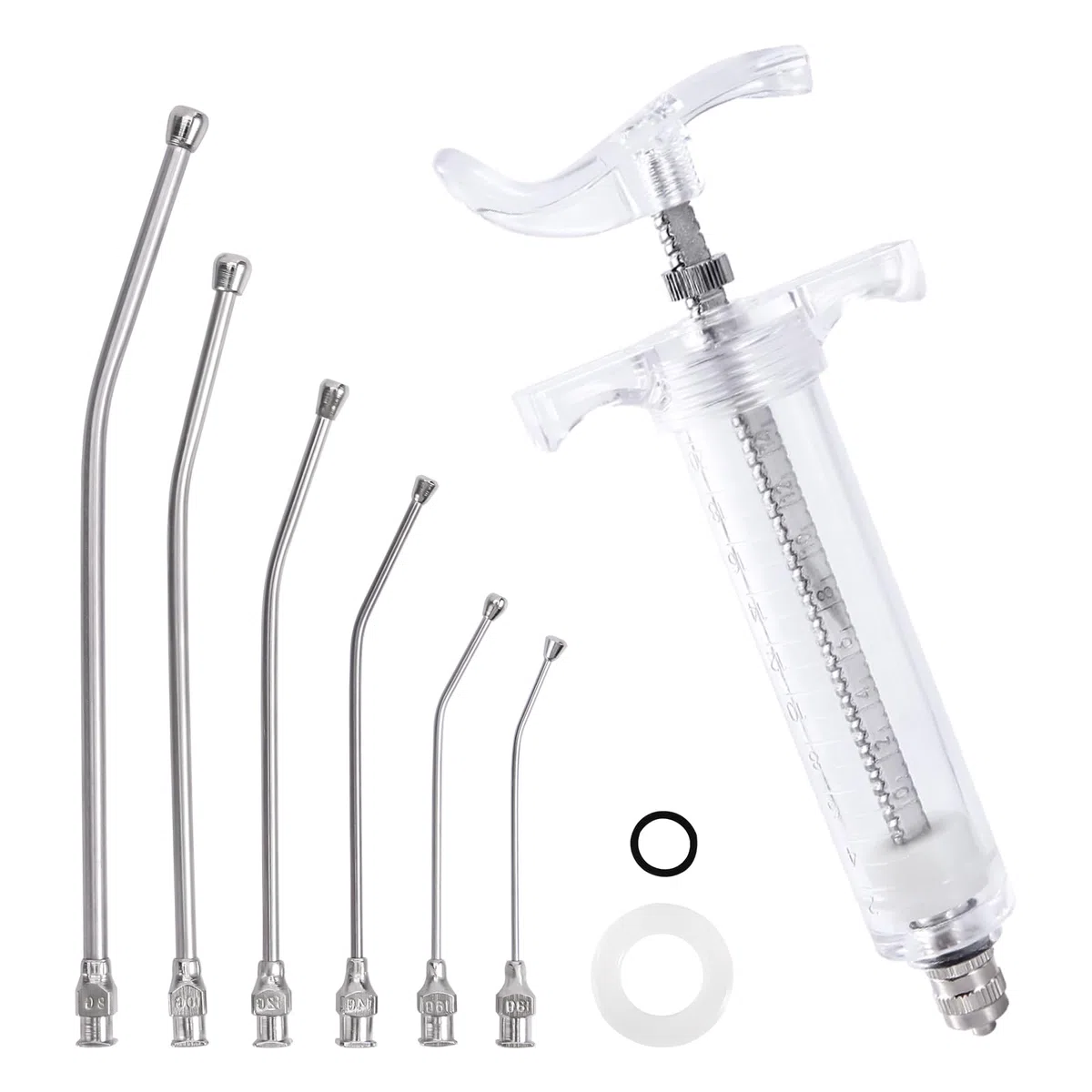 Set di siringhe per alimentazione manuale per bambini, da 20 ml, con 6 tubi curvi e cucchiaio in metallo in acciaio inox, per uccelli, pappagalli, piccoli animali domestici