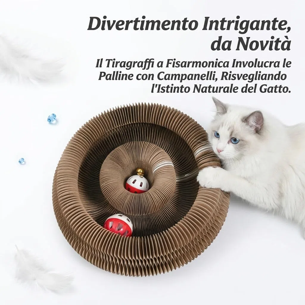 Tiragraffi Emporio Animale Flessibile Gatto, Tunnel Modulare Magnetico Gigante in Cartone Alveolare, Cuccia Trasformabile e Area Graffiante per Gatti da Interno (1-pezzo)