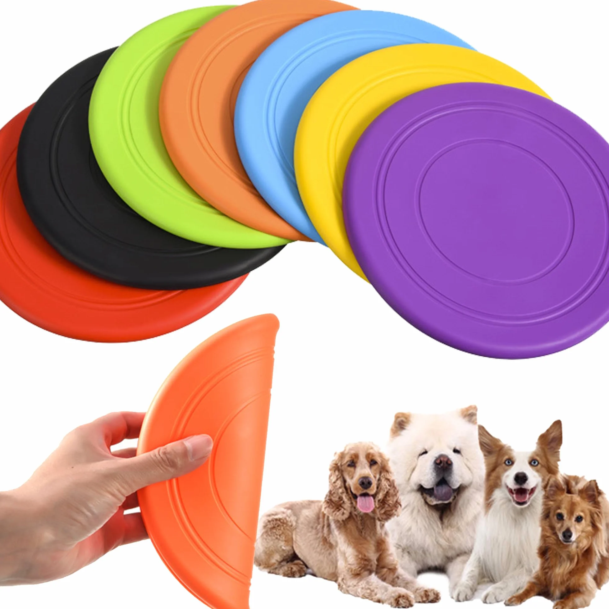 7 Pezzi Frisbee Giocattolo per Cani, Disco Volante di Gomma, Dog Flying Disc, Facile da Trasportare, per Addestramento e Cura dei Denti