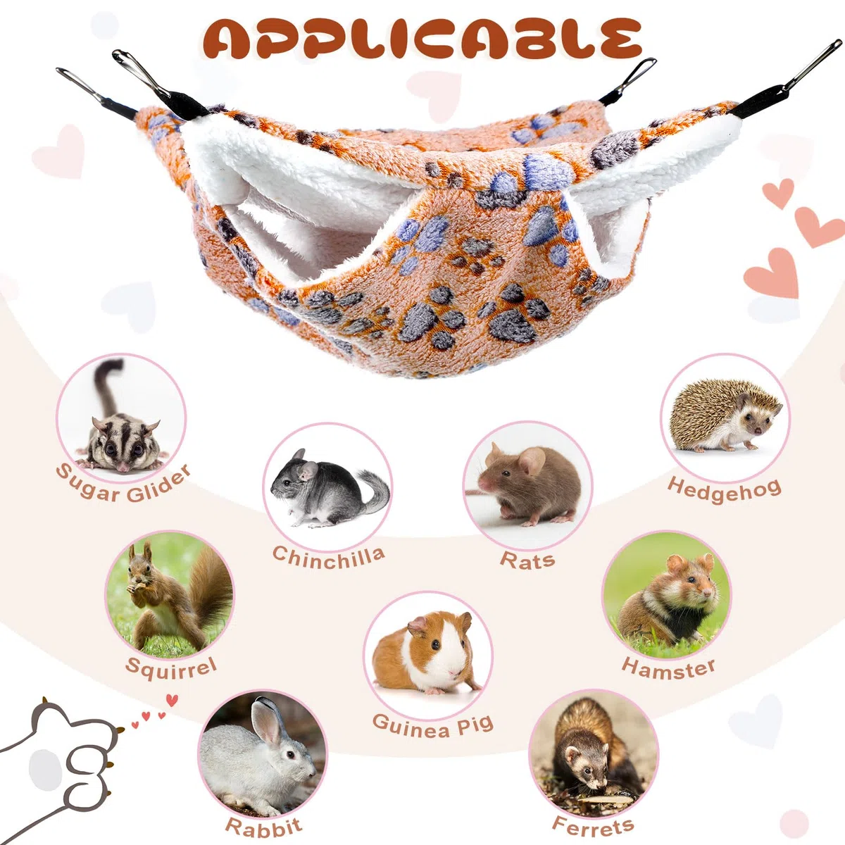 Photect 6 Pezzi Amache da Gabbia per Piccoli Animali Letto a Castello per Furetto a Doppio Strato Amaca per Porcellini d'India da Appendere Amaca Morbida Calda Accessori per Dormire Giocare Aliante