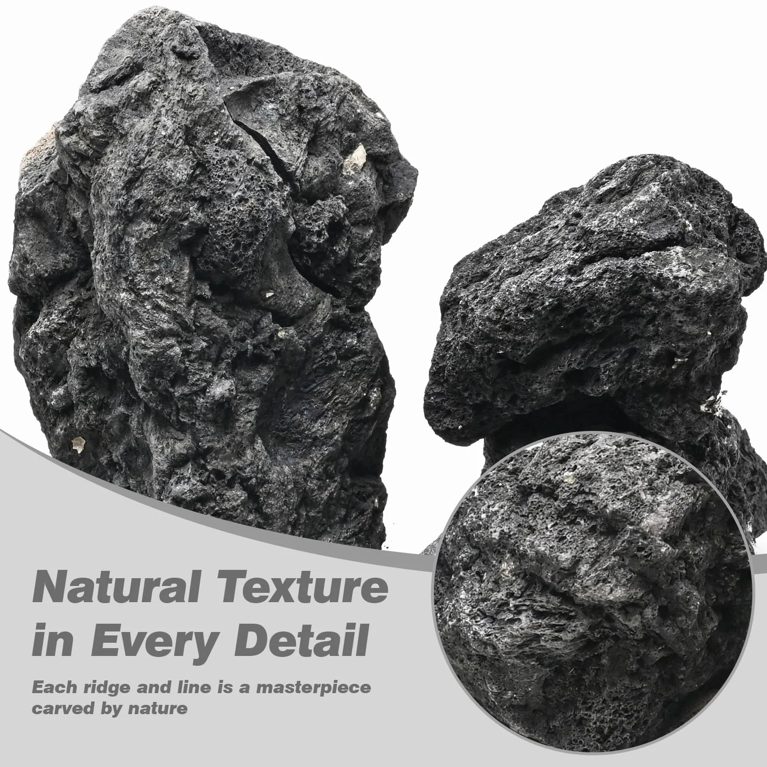 Rocce di Lava vulcanica Nera per Acquario, braciere, Bonsai e Piante grasse, Decorazione Giardino e Paesaggio, 2,25 kg (3 Pezzi 10–15 cm)