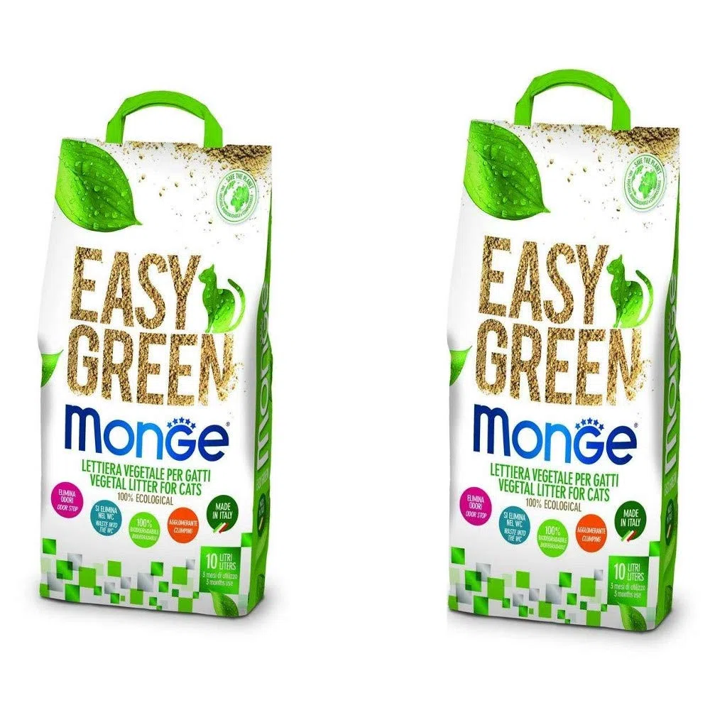 lettiera VEGETALE MONGE Easy Green Gatto Gatti furetti rettili Cat 10 Litri biodegradabile WC 2/3/6 Sacchi SPEDIZIONE Gratuita (2 Pezzi)