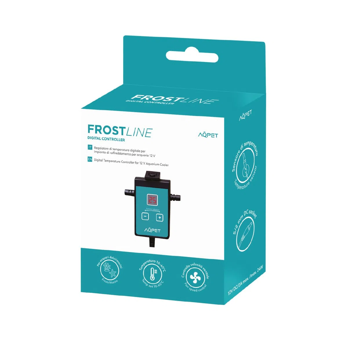 AQPET FROSTLINE Termostato Digitale per Ventole di Raffreddamento Acquario Regolazione Temperatura Acqua | Display Intuitivo