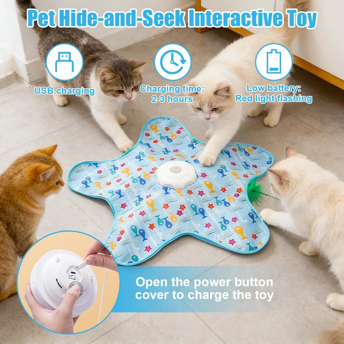 Giochi per Gatti Interattivi Ricaricabili, Giocattoli per Gatti con Piume, Bastone Automatico per Gatti, Giocattolo interattivo per g-atti con Piume, Giocattolo per animali domestici e cani