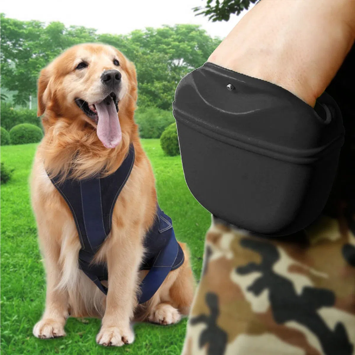 TSHAOUN 2 Pezzi Borsa Addestramento Cani in Silicone,Orsa per Cani in Silicone con Clip, Contenitore per Alimenti per Cani Portatile,Borsa per Alimenti Domestici con Borsa Magnetica (2 PCS)