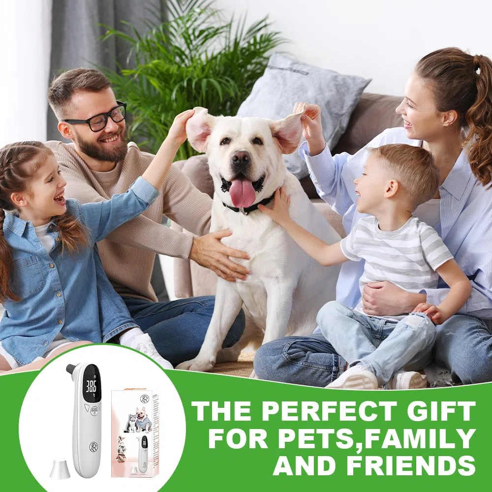 Monitor della temperatura dell'orecchio del cane, termometro per cani e gatti, termometro digitale per animali domestici con display a LED, termometro portatile per cani, gatti e animali