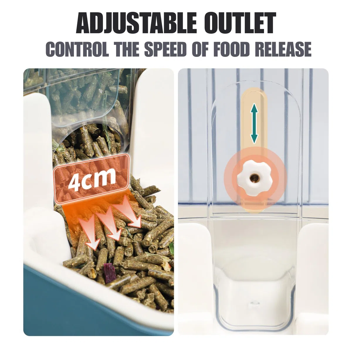 Distributore Automatico di Cibo e Acqua per Animali Domestici, Set di Fontane a Gravità per Cani, Gatti, Conigli, Porcellini d'India, Cincillà, Furetti, Ricci (Grigio)