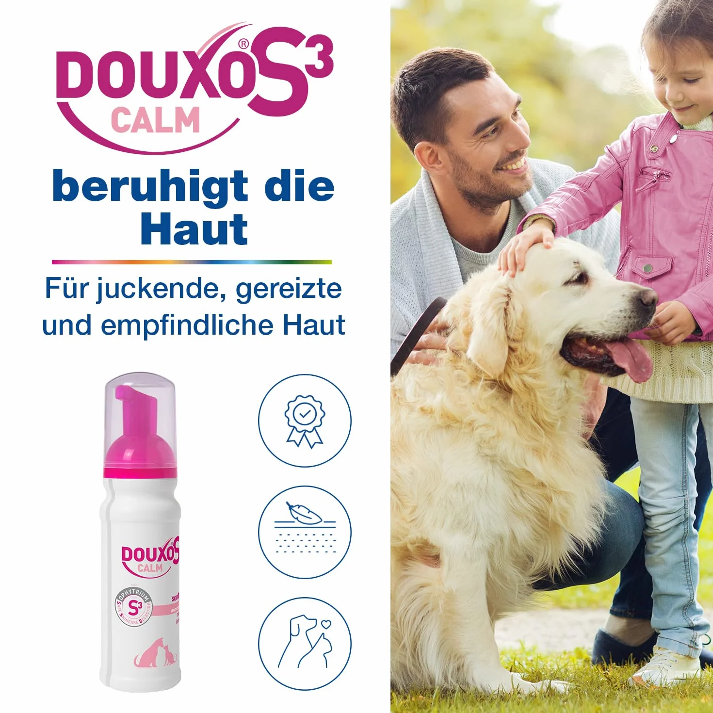 DOUXO S3 Calm Mousse per cani e gatti - Igiene della pelle sensibile - Allevia e protegge - Fragranza anallergica - 150ml
