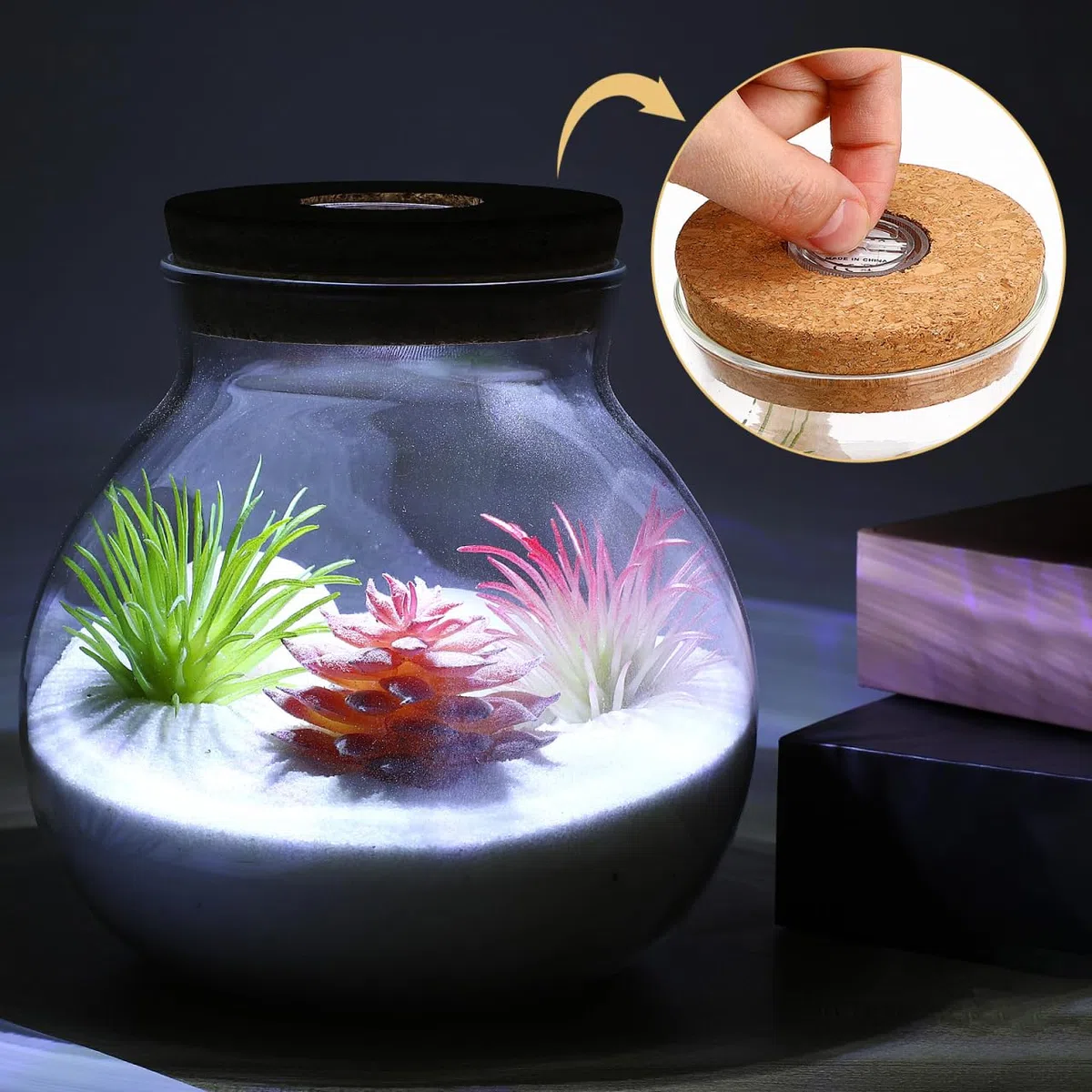 UKCOCO Bottiglia di vetro per paesaggio con coperchio, decorazione per matrimonio, in vetro borosilicato, ecologica, per terrari, fai da te, con micro paesaggio