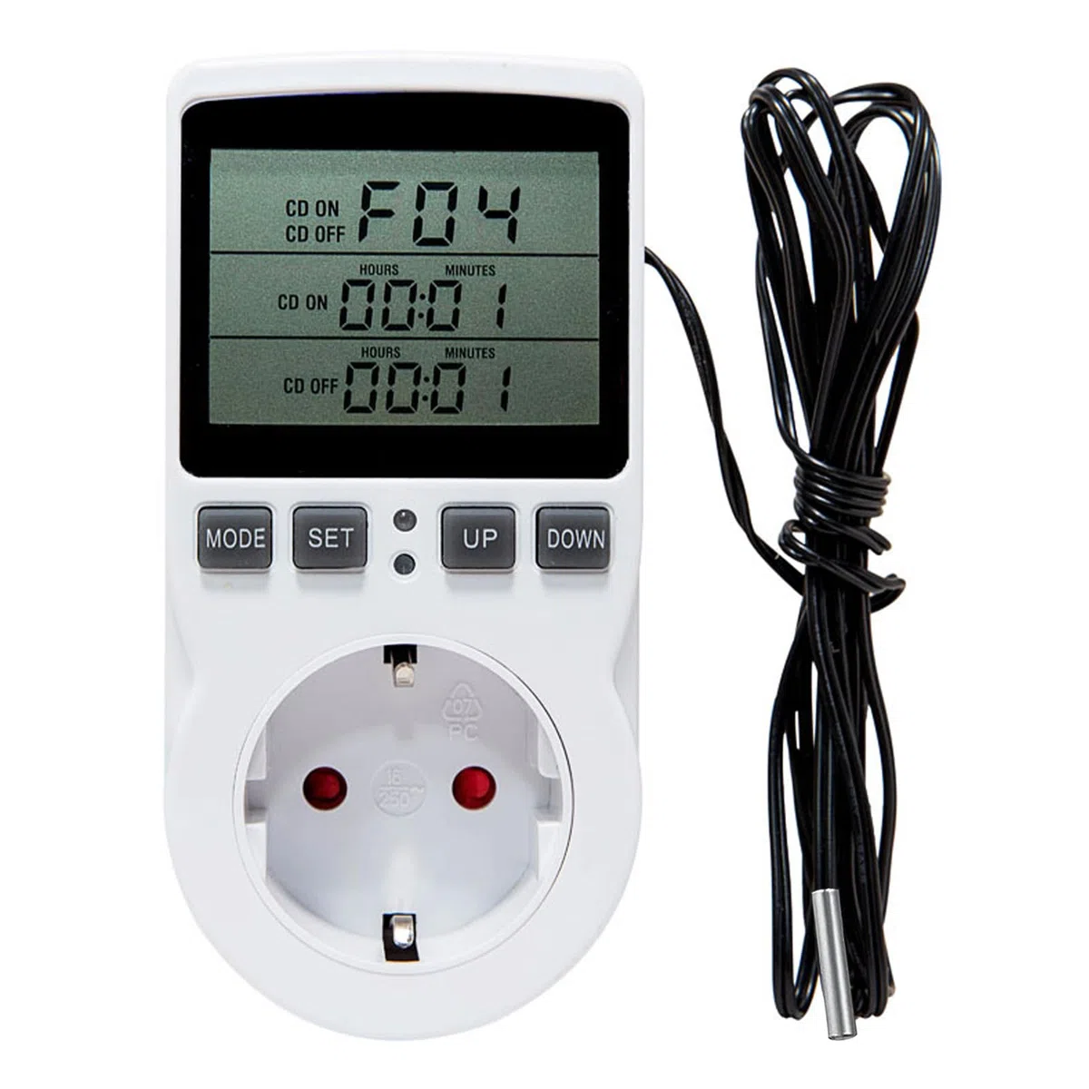 Termostato Presa Digitale Regolatore di Temperatura 230V con Sonda Presa con Regolatore di Temperatura per Serra, Acquario, Riscaldamento, Terrario, Acquario, Rettili, Incubatore Thermostat