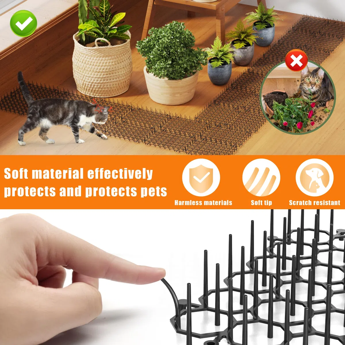 Tappetino Repellente per, 15 Pezzi Repellente, 15x20cm Dissuasori per, Plastica Tappetino Anti Gatto, Anti Gatto Giardino