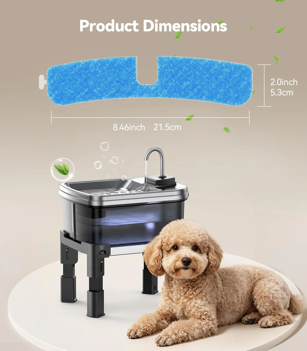 10 Pacchetti di Filtri e 10 Pacchetti di Spugne di Ricambio per Fontana d'Acqua per Gatti, Filtro per FEELNEEDY 9L Fontanella per Cani con Supporto Regolabile in 3 Altezze FN-W25