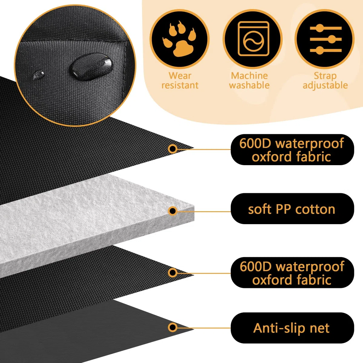 Coprisedile Auto per Cani e per Animali Domestici - Impermeabile e Reversibile, Extra Lembi Laterali, AntiGraffio Resistente e Lavabile Posteriore Coprisedili per Animali Auto SUV (Front Seat cover)