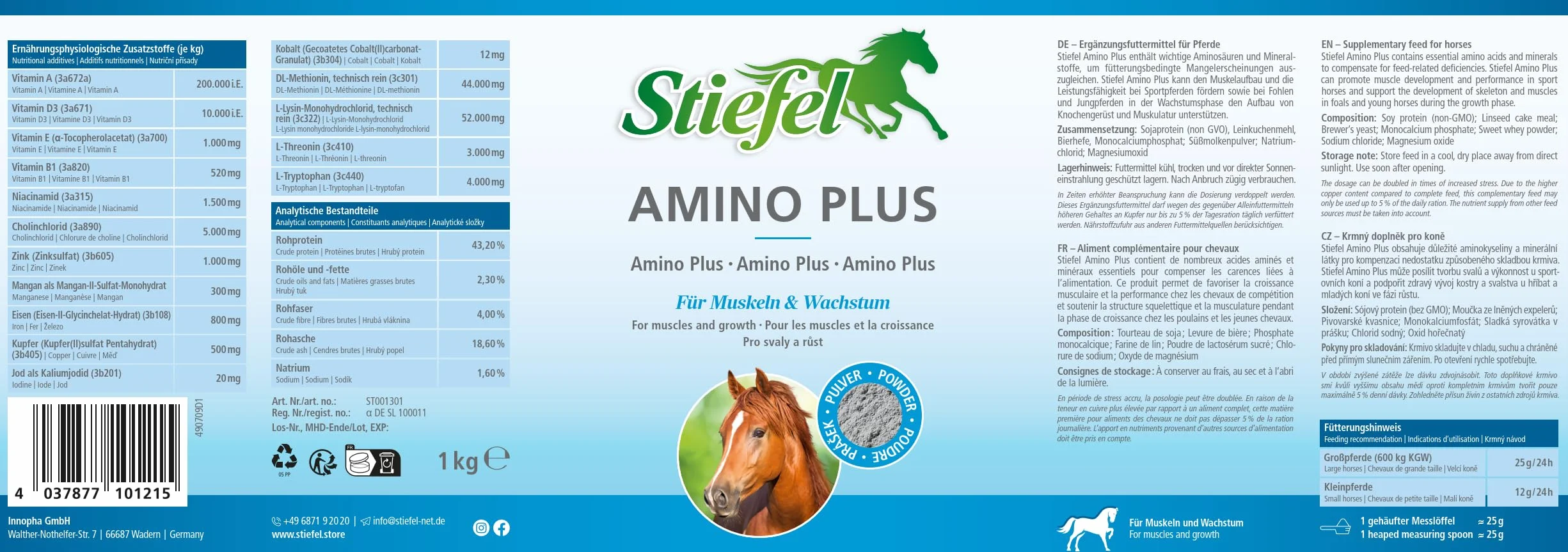 Stiefel Amino Plus per cavalli, supporto di alta qualità per la costruzione muscolare e le prestazioni nei cavalli sportivi