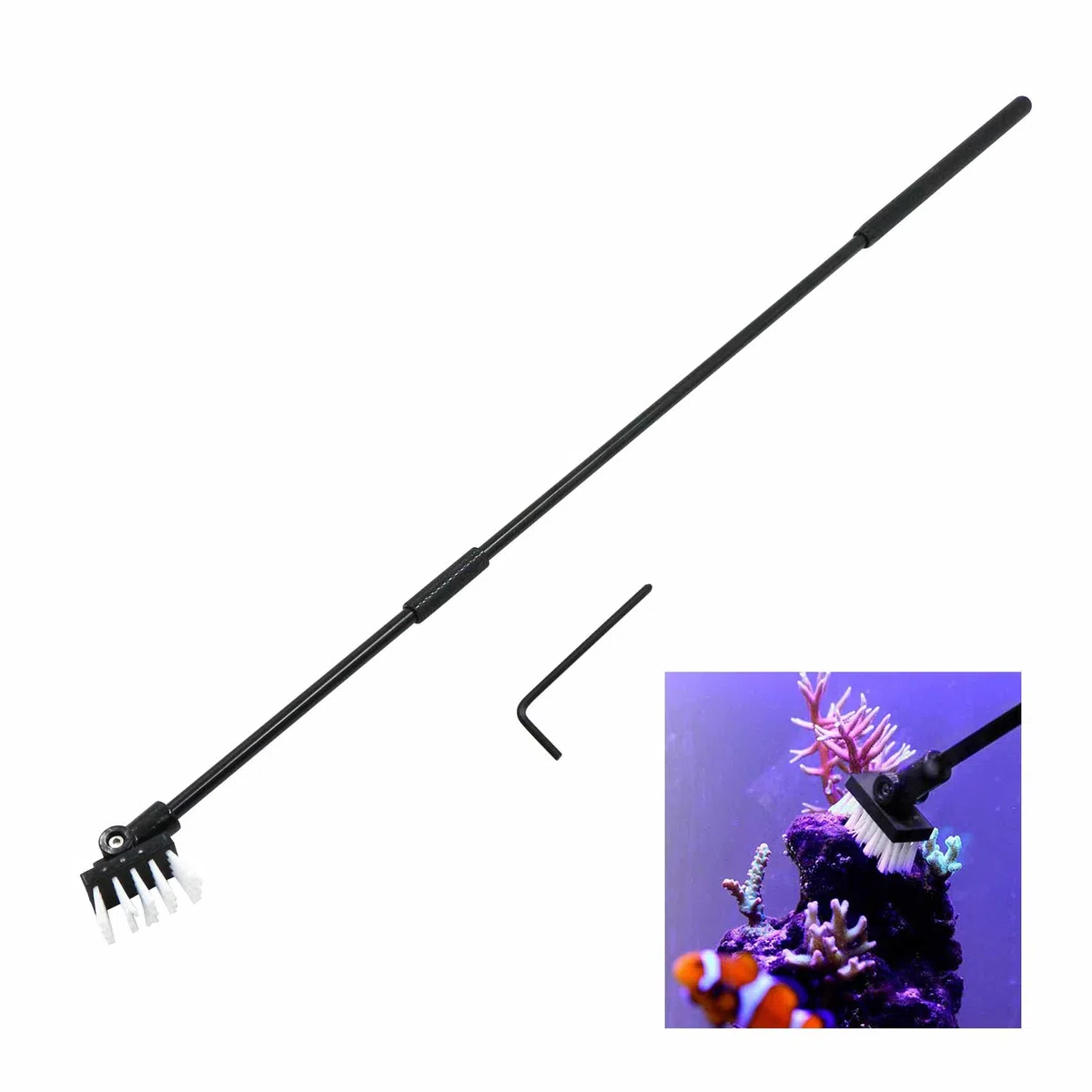 Pulizia Vetro Acquario Serbatoio Pesce - Spazzola In Lega Di Alluminio, Tre Lunghezze 33/48/64 Cm Regolabili, Angolo Della Spazzola Fisso Regolabile, Adatta Per Acqua Dolce/Marina