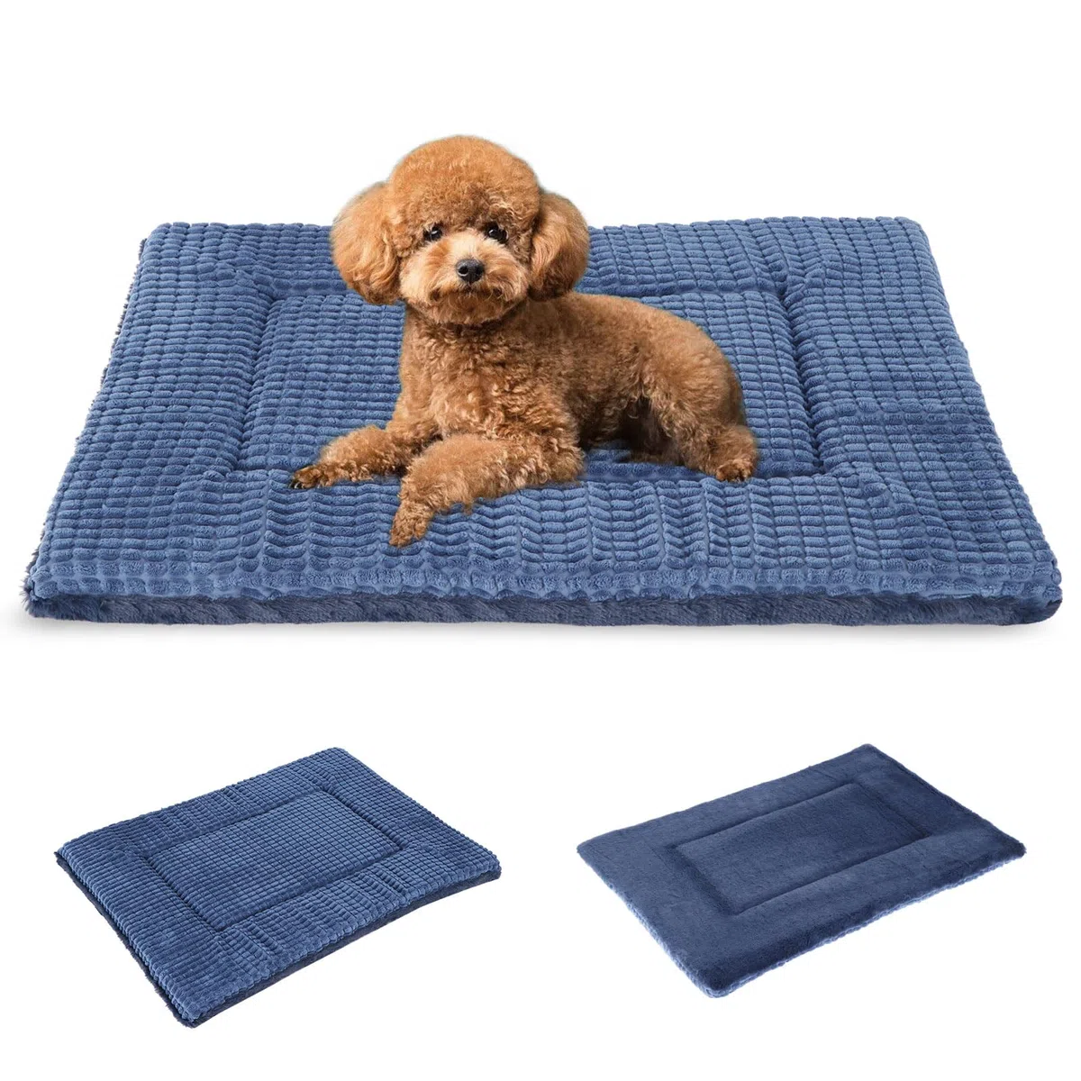 BVAGSS Cuscino per Cane Reversibile, Ultra Morbido Materassino Lavabile, Ortopedico Letto per cani Cuscino Cane Memory Foam Suave y Cálido XH079 (60x45x4cm,Navy)