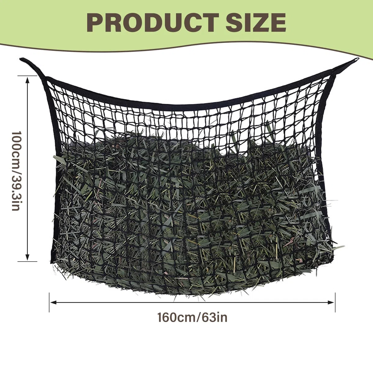 Rete Da Fieno, Rete Da Fieno Per Cavalli, 160*100 cm Rete Per Fieno Cavall, Rete Per Fieno A Maglie Strette Estremamente Resistente Agli Strappi, Per Cavalli, Pecore E Bovini(nero)