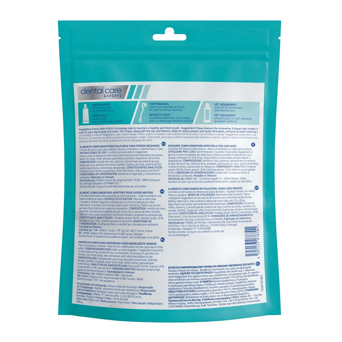 Virbac Veggiedent Fr3sh M 15 Stick (Confezione da 2)
