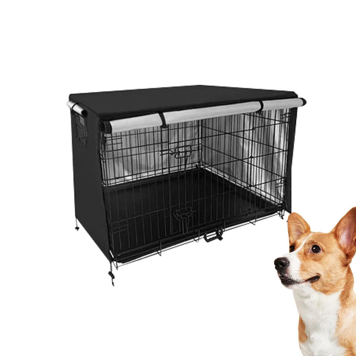 Generic Copertura per Gabbia per Cani, Impermeabile, Lavabile, Aperta su Tutti i Lati, Traspirante, Protezione UV, Facile da Montare, per Cani di Taglia Media