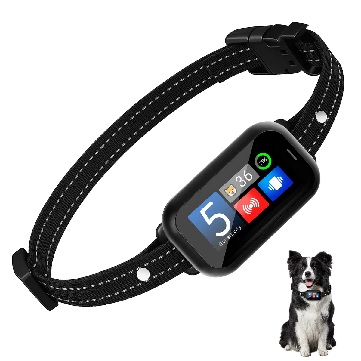 Collare Antiabbaio per Cani Piccoli Medi Grandi, Collare Addestramento Intelligente con 5 Modalità e Sensibilità Regolabile, Display LED, Batteria USB Ricaricabile, IP67 Impermeabile