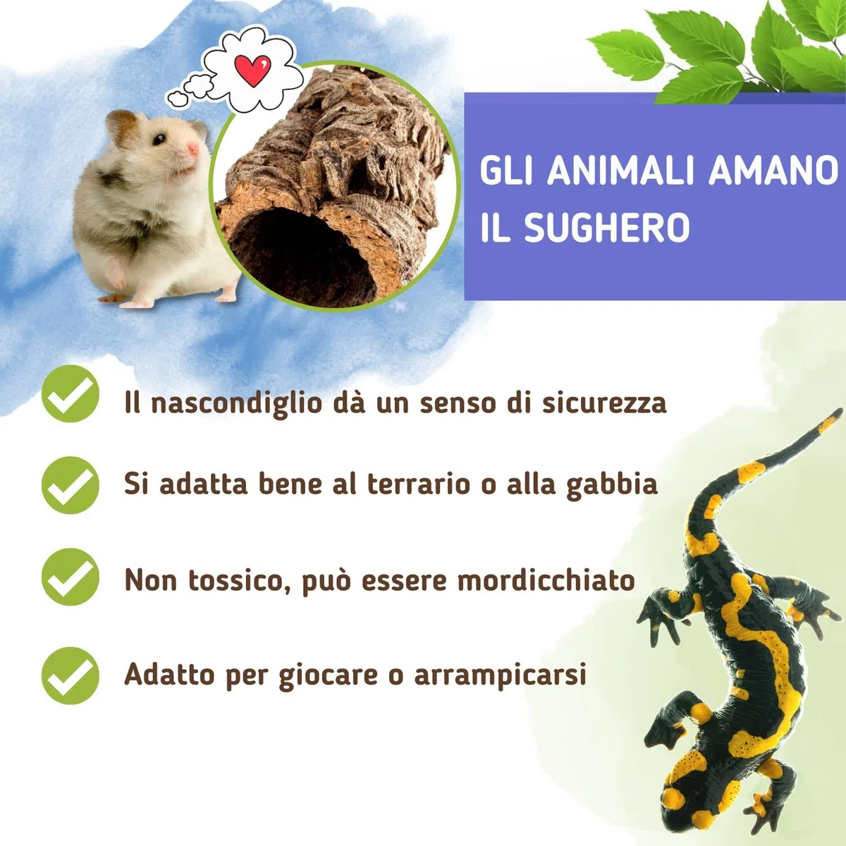 Grande Tubo di Sughero in Puro Corteccia di Sughero, Lunghezza 20 cm, Altezza 15 cm, Ideale Anche Come Decorazione per terrario in Sughero