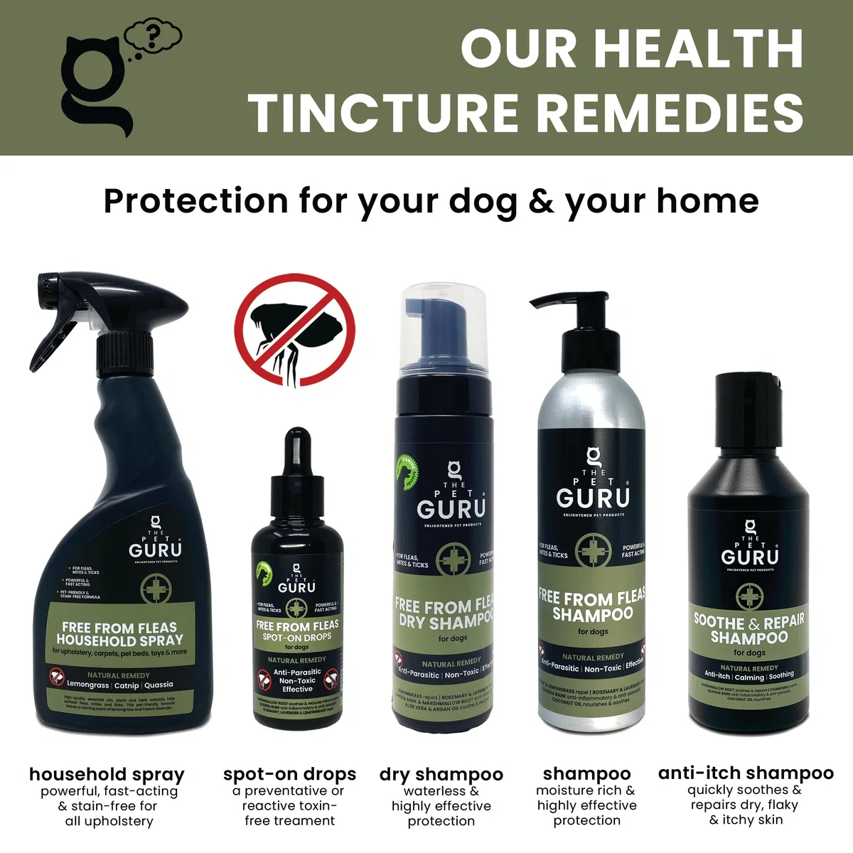Spray Antipulci Naturale ad Azione Rapida per Casa e Mobili - Controllo delle Pulci Domestico per Cani e Gatti, 500 ml