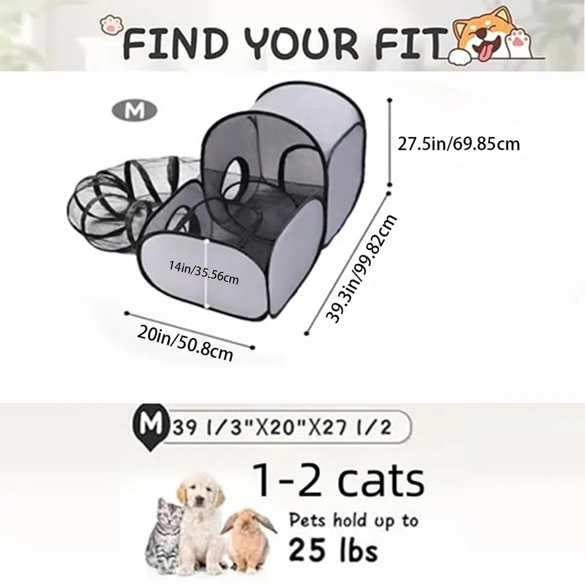 Recinto Per Animali Domestici Gabbia Per Gatto Esterno Recinzioni Per Gatti Da Esterno E Interno Tendas Portatile Con Tunnel, Portatile Gabbia Per Gatto Cucciolo Gattini