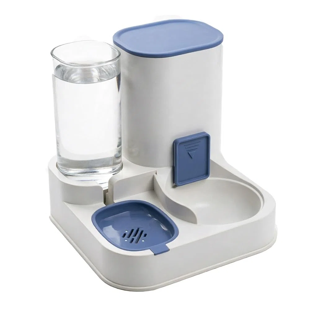 Ciotola per Animali Domestici | Ciotola Elegante 2 in 1 per Cani e Gatti, Distributore di Cibo e Acqua(Blue)