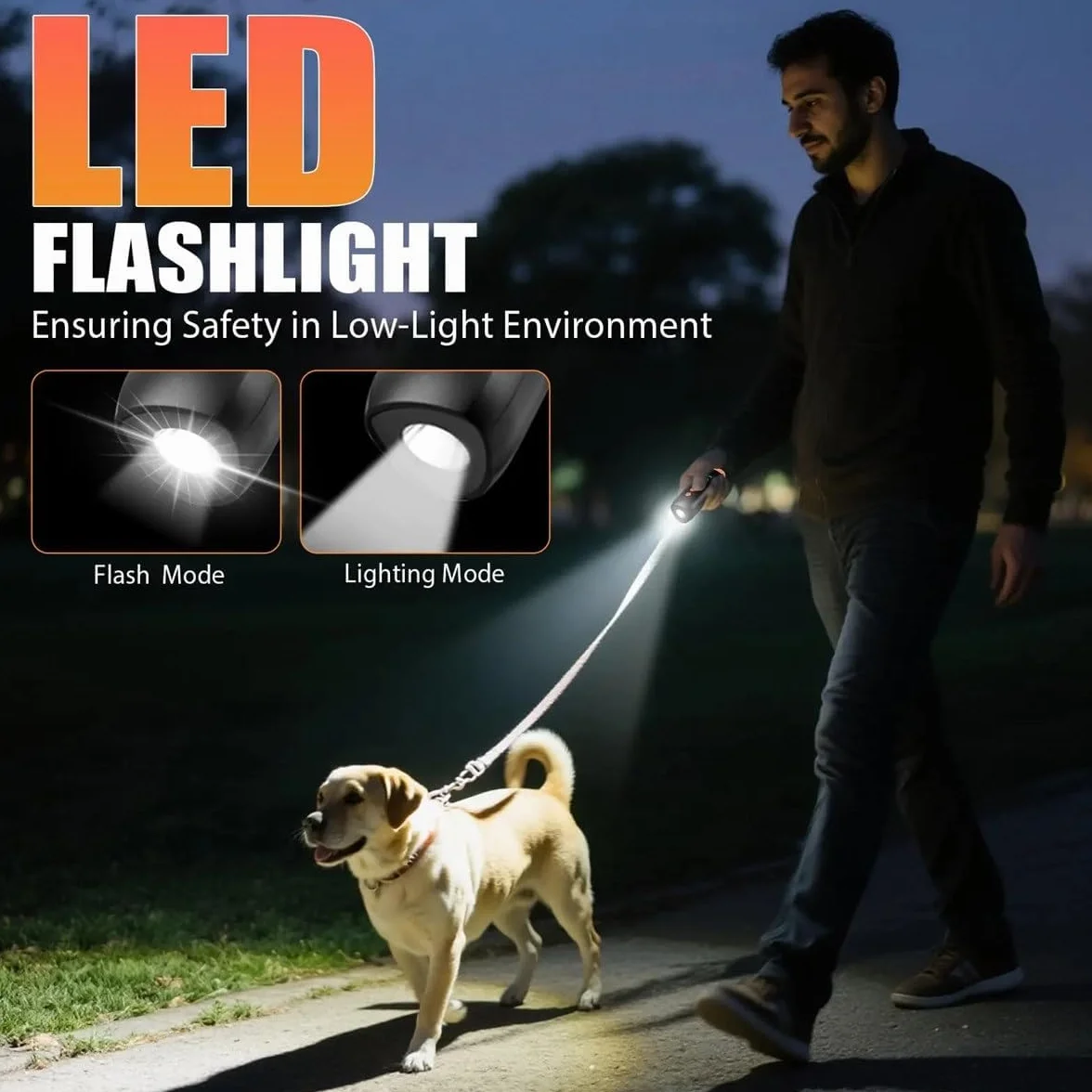 Dispositivo anti-abbaio per cani, deterrente per l'abbaio ad ultrasuoni, portata 10,7 m, dispositivo di controllo dell'abbaio ricaricabile con display HD e torcia a LED, sicuro per cani di