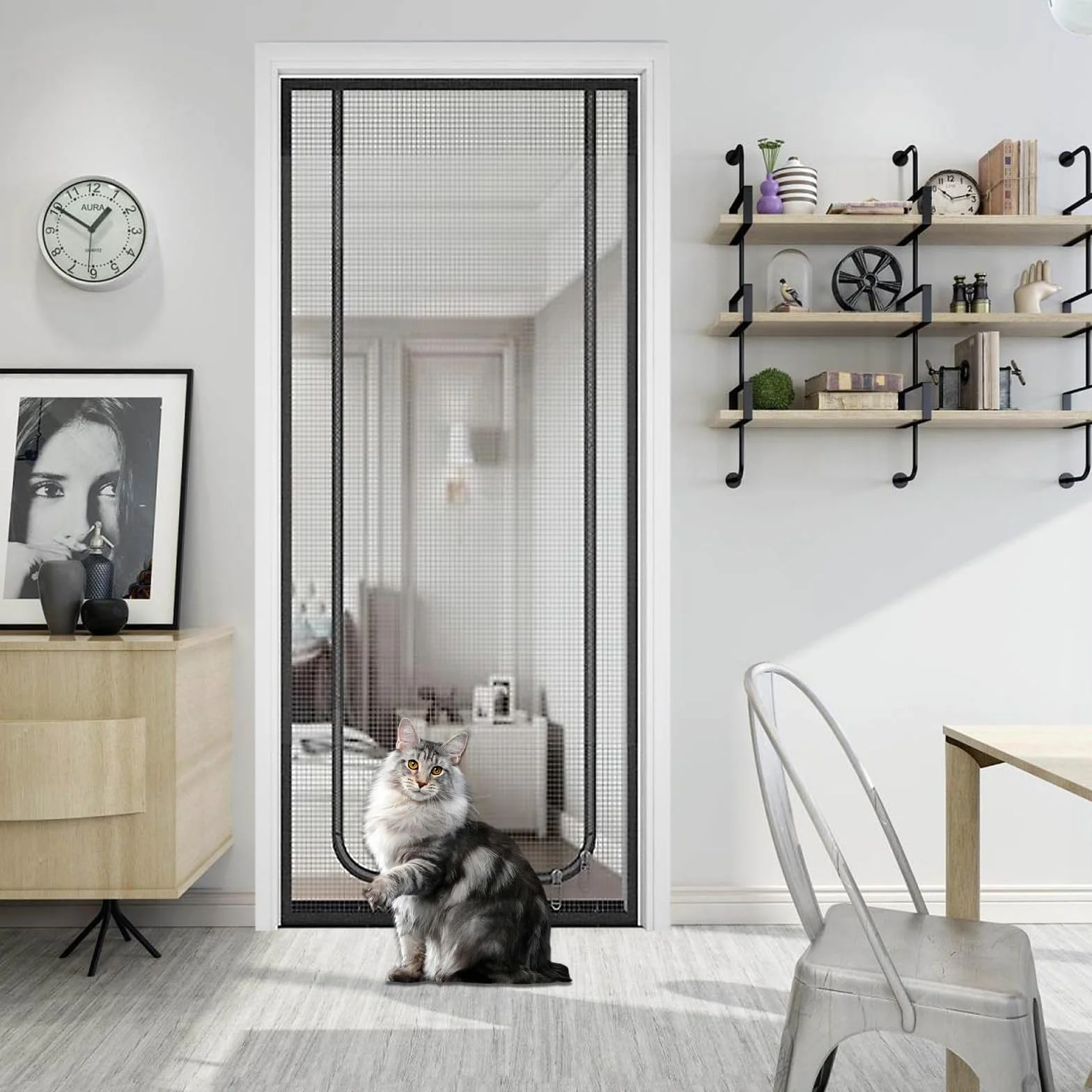 Griglia per Gatti per Porta del Balcone - Rete Sicura per Animali Domestici, Porta a Rete Ispessita, Impedisce ai Gatti di Correre - Soggiorno, Camera da Letto, Cucina, Terrazza (90 x 200)