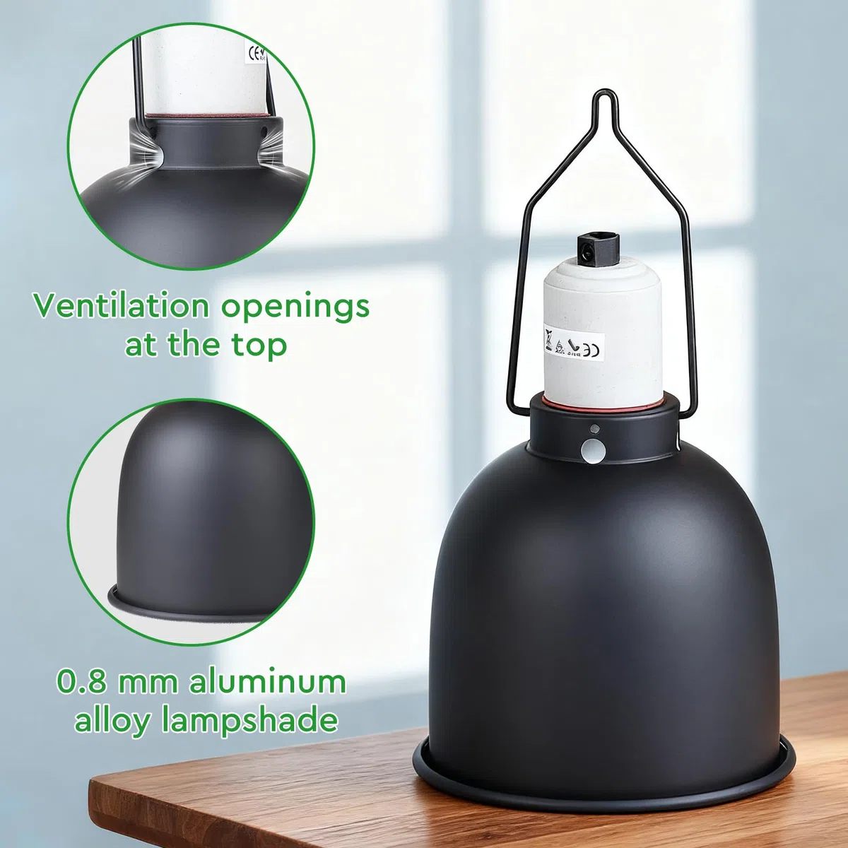 CPROSP Cupola Profonda Rettile Light Fixture E27 con 1 Lampada Riscaldante, Alluminio Rettile Lampada Riscaldante, per Tartaruga Lucertola Drago Barbuto Rettile Amphibians