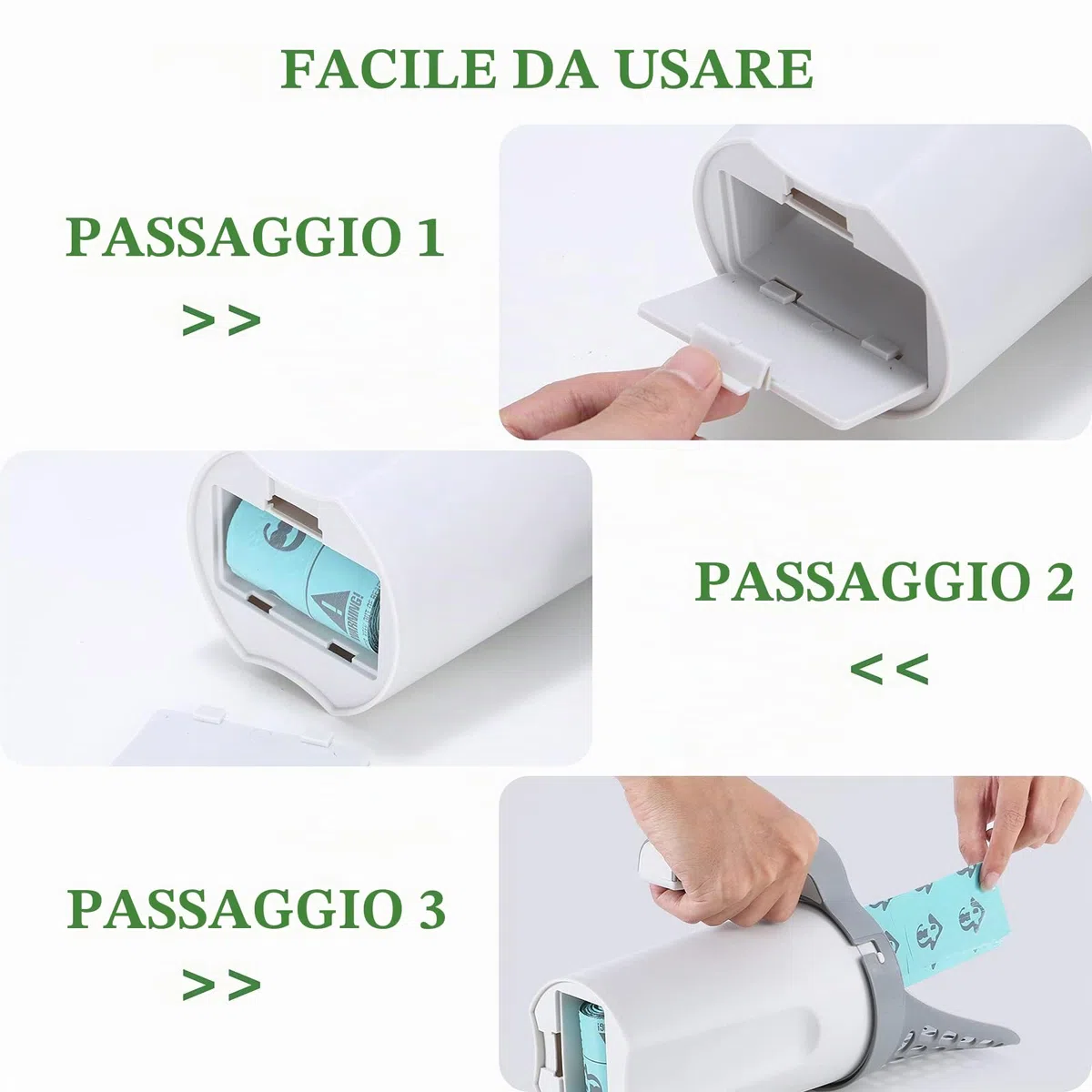Petizer, paletta per lettiera per gatti con supporto, pala per lettiera per gatti, con contenitore per rifiuti, con sacchetto di ricarica da 90 pezzi (6 scatole da 15 sacchetti) gratuitamente