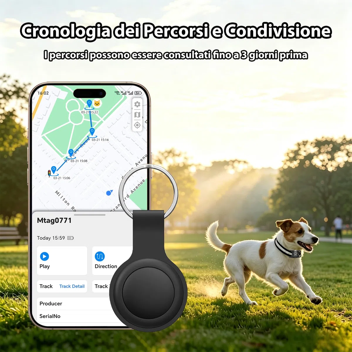 Collare GPS Gatto 2026 – GPS per Cani Flessibile e Senza Abbonamento, Localizzatore GPS per Cani e Gatti con Tracciamento in Tempo Reale e Design Impermeabile, Compatibile con iOS/Android (Nero)