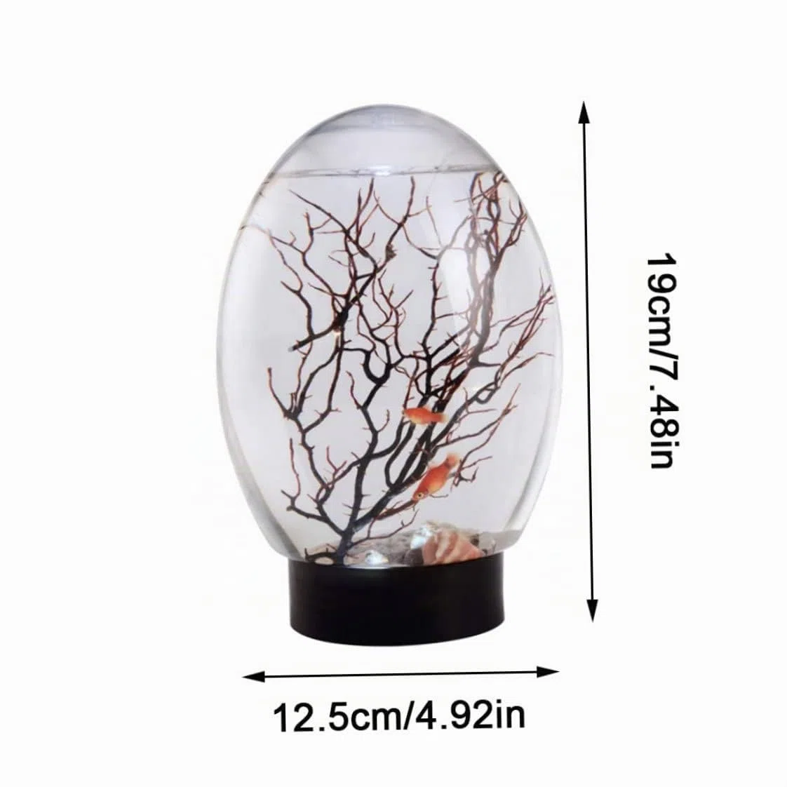Ecosistema acquatico chiuso di mini acquario ecosistema chiuso con acqua nera per desktop luminosa a LED non è necessario nutrire o cambiare acqua, ecosistema della biosfera