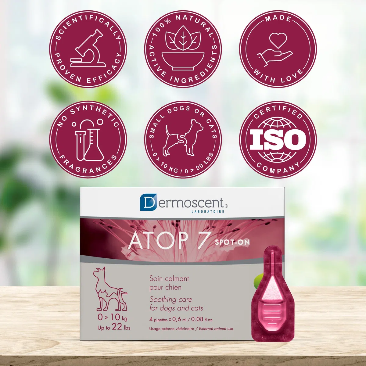 DERMOSCENT ATOP7 SPOT ON PERROS GATOS 0-10KG (NDR)