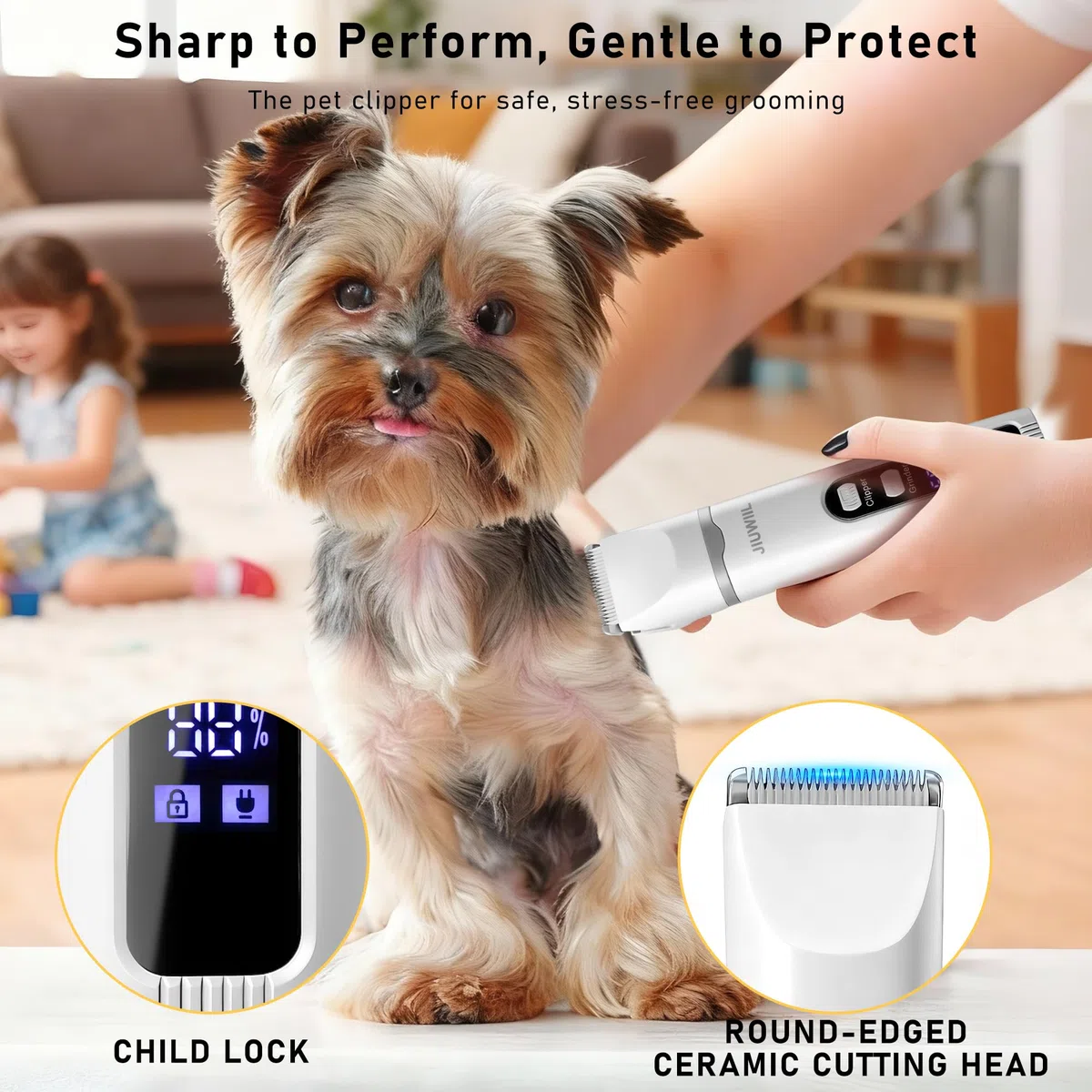 Tosatrice per cani per toelettatura, JIUWIIL Kit per toelettatura cani 4 in 1 Tosatrice con display LCD, Tosatrice per cani per unghie delle zampe, Rasoio Prodotti