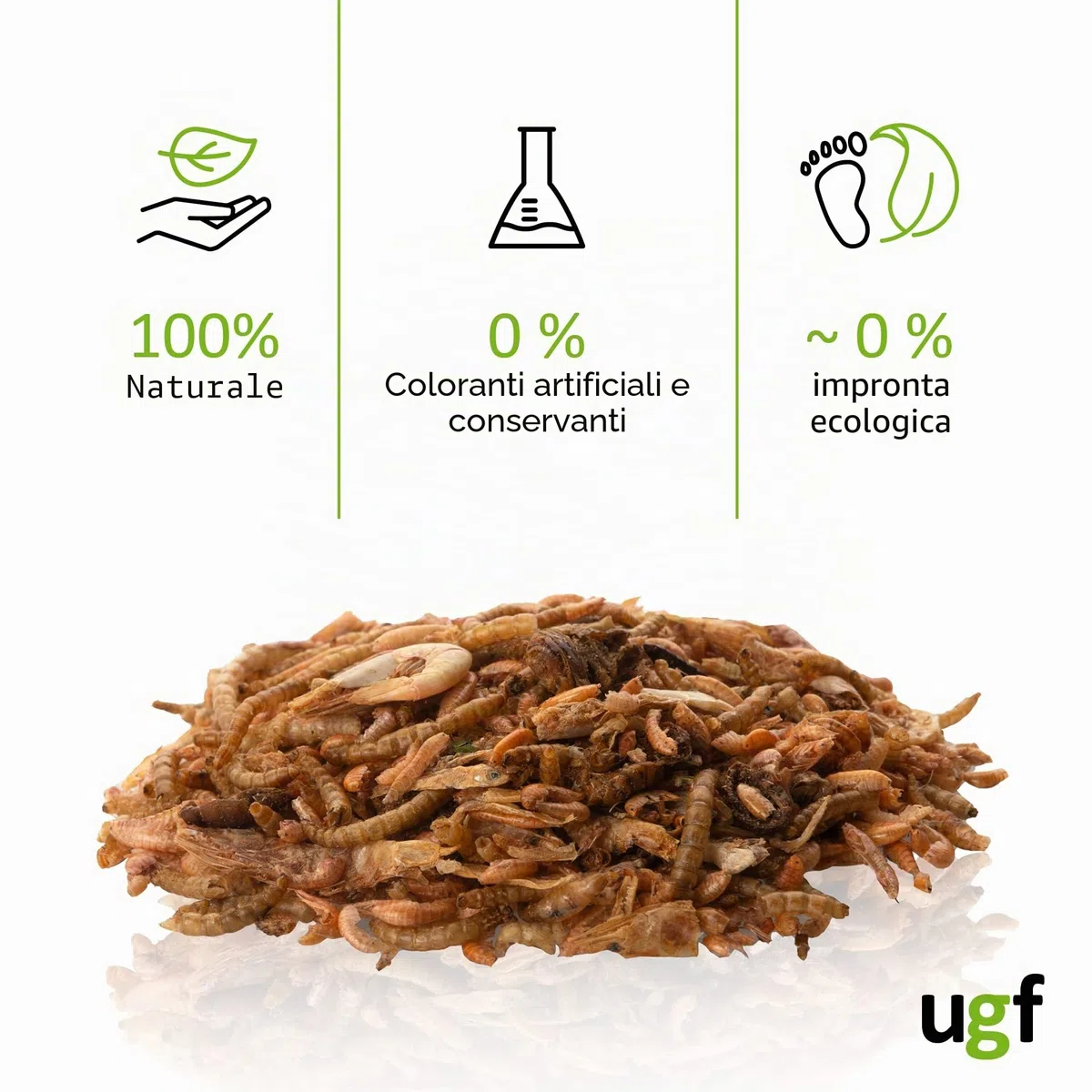 UGF - Mix universale di cibo per tartarughe - 500 g in un secchio da 3 litri, cibo bilanciato per tartarughe, gammarus, bachi da seta, vermi della farina, gamberetti e pesce essiccato
