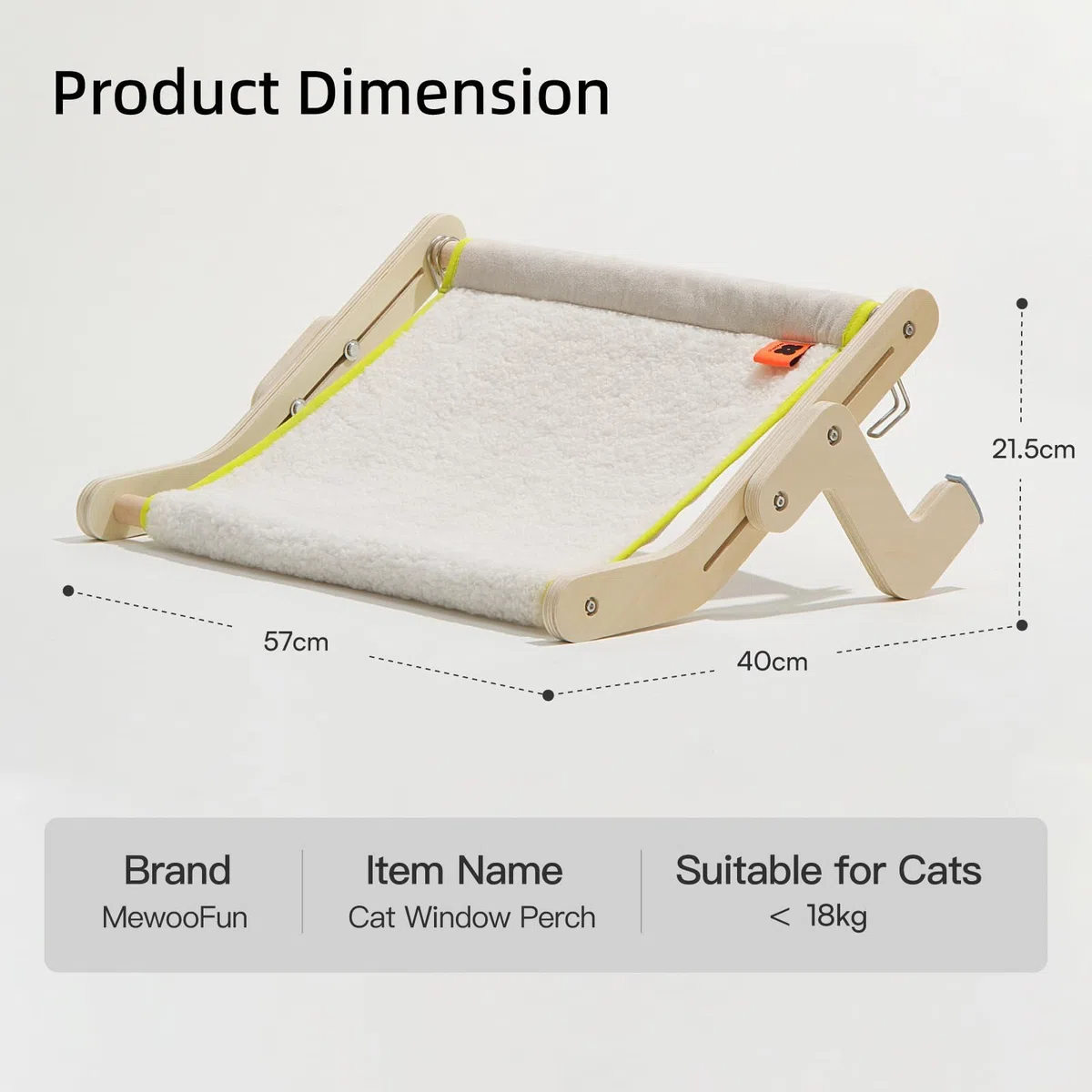 MEWOOFUN - Amaca per gatti da posizionare sulle finestre, design salvaspazio, portata fino a 18 kg (55,2 x 39,5 x 21,5 cm, grande, beige)