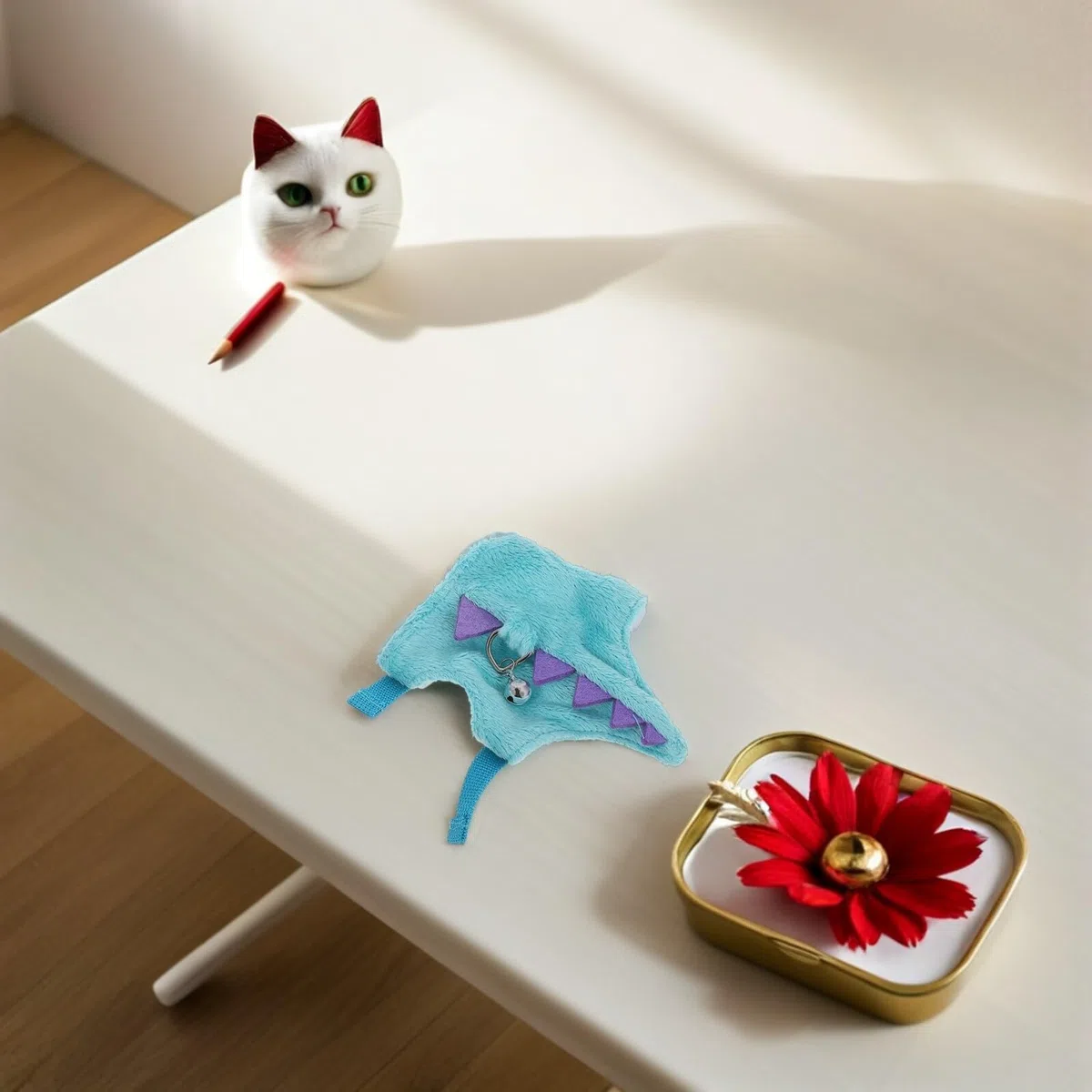 jojofuny Imbracatura e Guinzaglio per Piccoli Animali Set Pettorina a Gilet Dinosauro Blu Guinzaglio Corto Regolabile per Conigli Furetti Criceti e Lucertole Adatto per Passeggiate
