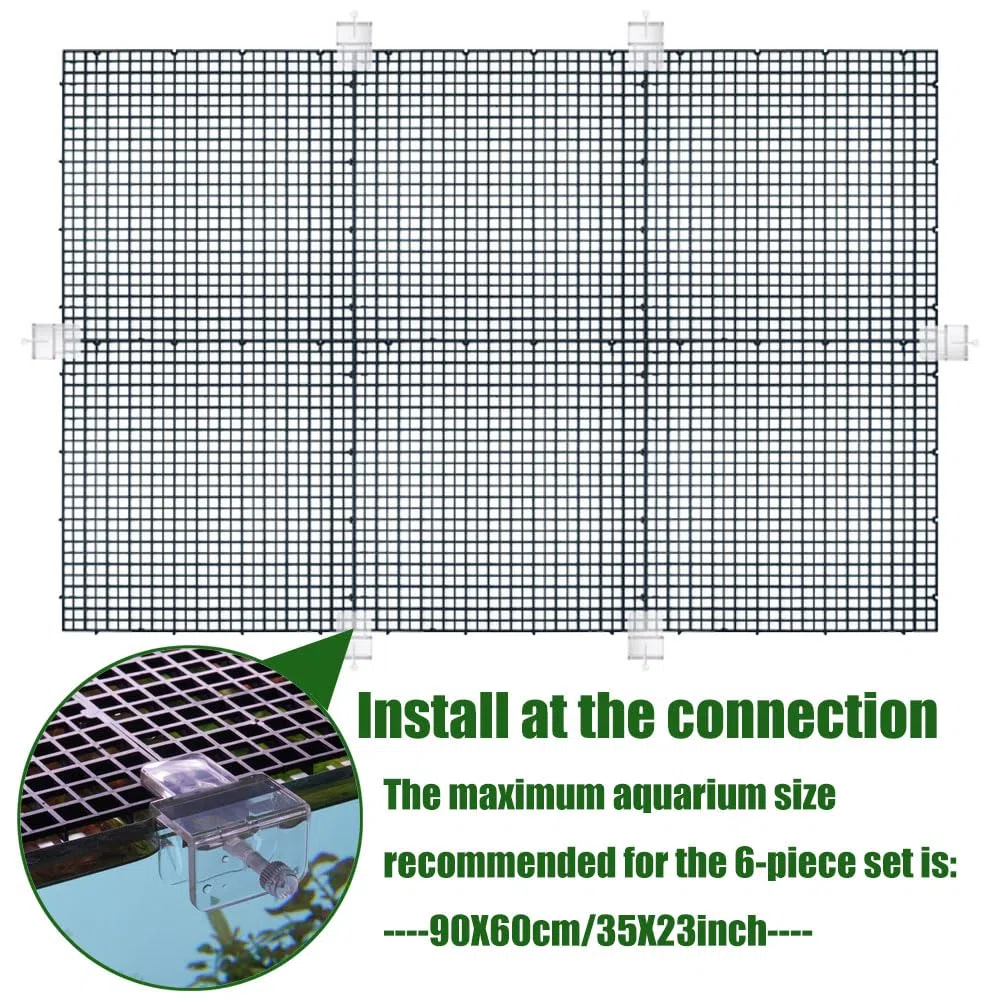 LINLAN 8 Pezzi 15 x 30 cm Divisore per Acquario, Vassoio Inferiore Filtro, Pannello a Griglia per Filtrazione Fai-da-Te e Protezione Fondo nell'Aquascaping (Bianco con Staffa Copertura Dell'acquario)