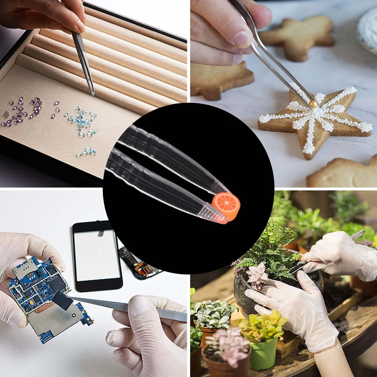 Pinzette in Plastica, Tick Remover,50 pezzi Pinzette Sterili, Pinza per Zecche,Pinzetta per Rimozione Zecche,per Artigianato,Medicazione,Garza,Laboratorio,Scuola, Scienze Elementari