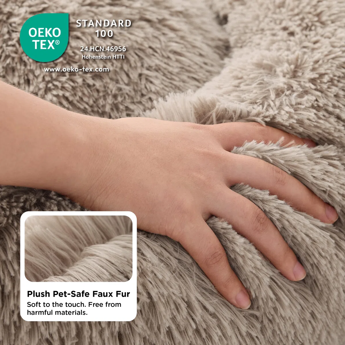 Bedsure Cuccia per gatti lavabile - Ø 50 cm, morbida cuccia per cani, posto letto per gatti e cani piccoli e medi, cuscino rotondo in peluche, letto accogliente, cammello