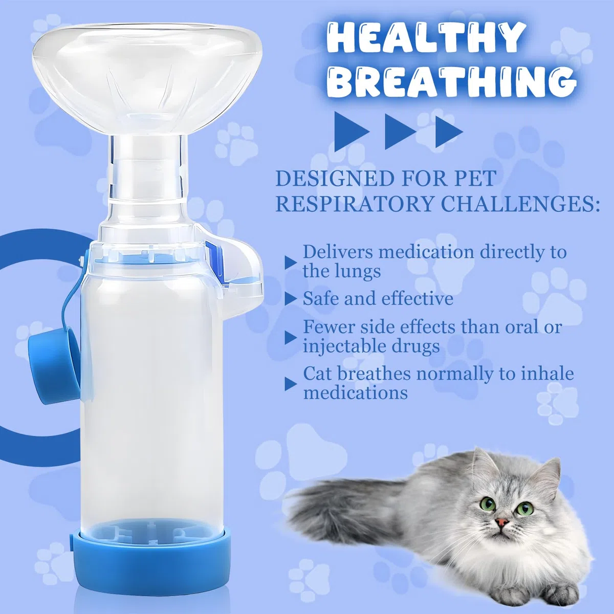 Distanziatore per inalatore per Cani o Gatti,Camera di aerosol inalatore,con 2 Misure di mascherine,per Animali Domestici,Aiuta Gli Animali Domestici a Respirare e dispensare farmaci (Blu)