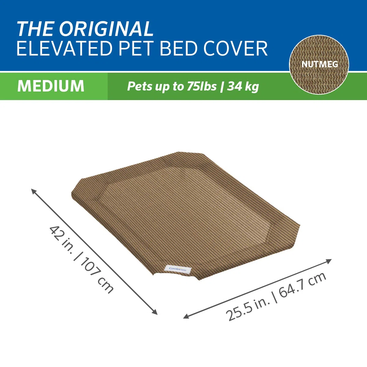 Coolaroo Copertura di Ricambio Originale per Cuccia per Animali Domestici, Noce Moscata, Media (89 x 64,8 cm)