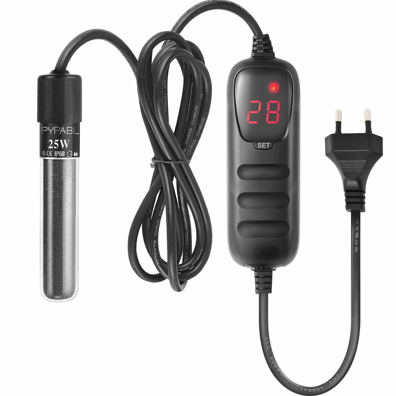 Mini Riscaldatore per Acquario, 25W 50W 100W Piccolo Riscaldatore per Acquario Sommerso con Controller Esterno per Vasca Pesci e Tartarughe da 3-100L(25W per 3-20L)
