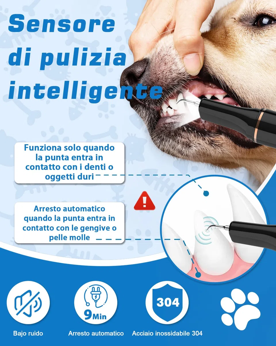 14-in-1 Kit Pulizia Denti Cane - Spazzolino Ultrasuoni Cani con Luce LED, 5 Modalità Elettrico Rimozione Della Placca Dentale per Animali Domestici, Pulisci Togli Tartaro e Macchie per Cani