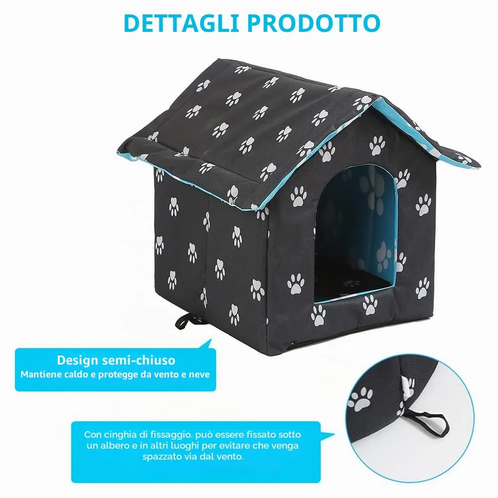 LUFEIS Casetta Per Gatti Per Esterni, Cuccia Per Gatto Da Esterno, Casetta Per Gatti Da Esterno Impermeabile, CasettaGatto Esterno Con Cuscino Rimovibile, per Animali Domestici e Randagi (Blue, M)