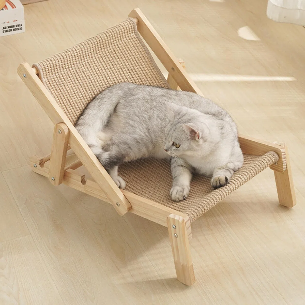 Sedia Per Gatti - Lettino Per Micetti In Canapa Sisal | Amaca Per Micini | Brandina Portatile Per Interno | Legno Di Legno Regolabile Elevato Di Gatto | Pieghevole Rialzato Per Gattini